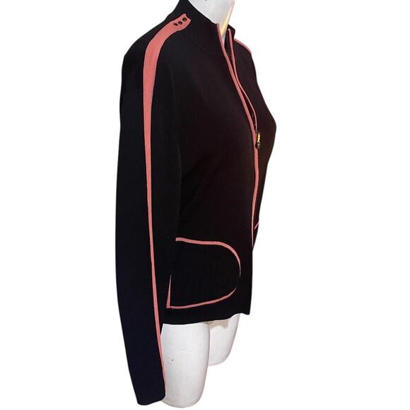 Jamie Sadock Full Zip Sweater Size L Black with Peach Trim. - Picture 2 of 6